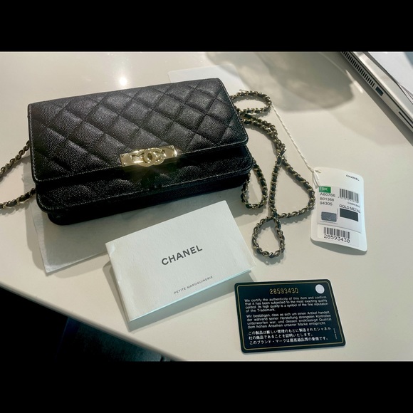 ❌SOLD❌CHANEL Caviar leather Wallet On Chain Black Cross Body Bag - Picture 4 of 11